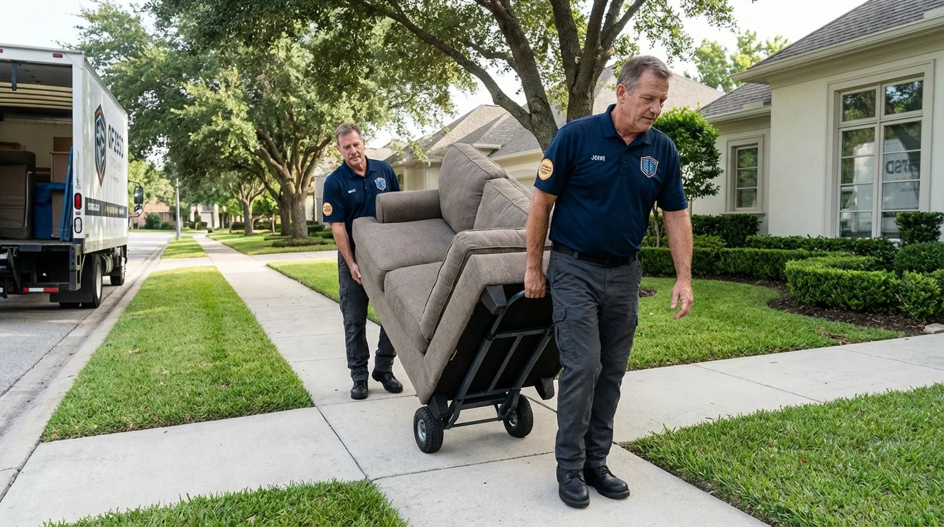 Local residential moving crew loading furniture in Tolland, CT